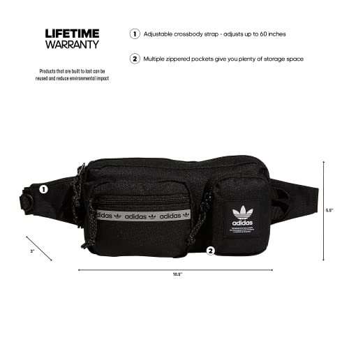 adidas Originals Originals Rectangle Crossbody Bag, Black/White, One Size