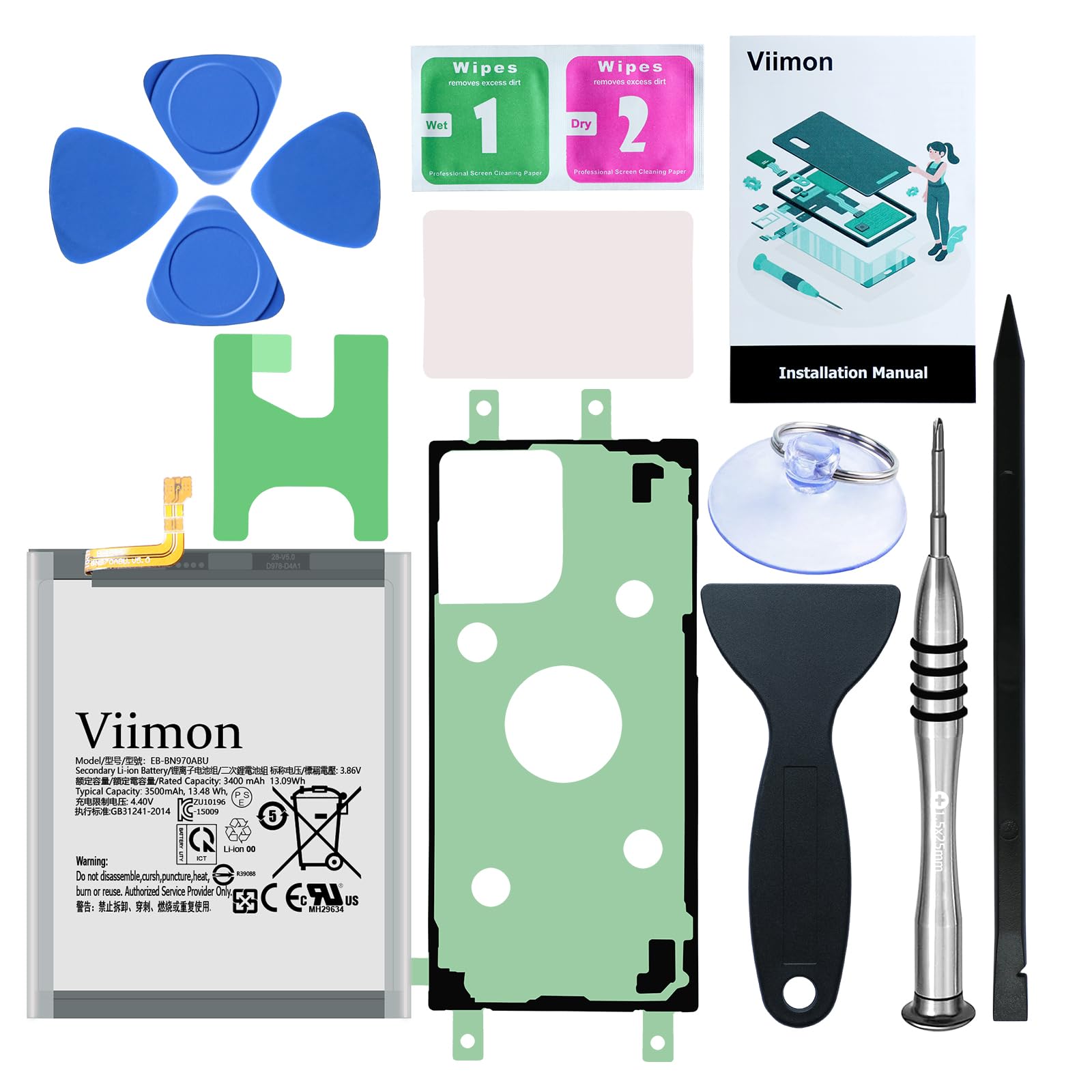 Viimon Note 10 Battery Replacement Kits (New Upgraded) for Samsung Galaxy Note 10 SM-N970U All Models with Adhesive and Repair Tool Kits