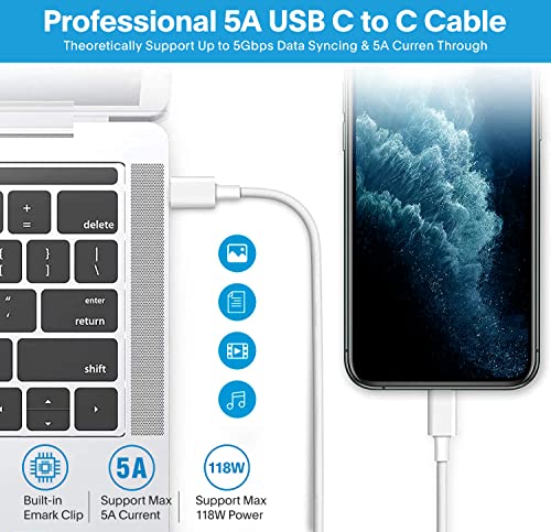 Mac Book Pro Charger - 118W USB C Fast Charger Power Adapter Compatible with USB C Port MacBook Pro/MacBook Air 16 15 14 13 Inch, New iPad Pro and All USB C Device, Included 7.2ft USB C Charge Cable