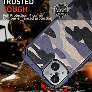 YOVIAKK for iPhone 13 Mini 5.4 Inch Camo Case Military Grade Armor Hybrid Phone Case [Camouflage Design] Heavy Duty Tough Rugged Case for Boys Men, Blue