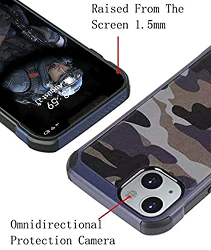 YOVIAKK for iPhone 13 Mini 5.4 Inch Camo Case Military Grade Armor Hybrid Phone Case [Camouflage Design] Heavy Duty Tough Rugged Case for Boys Men, Blue