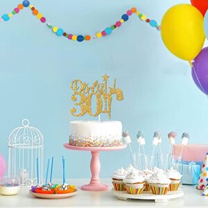 Glitter Golden Dirty 30 Cake Topper for Women Birthday, 30 & Fabulous, Dirty Thirty/Happy 30th Birthday Cake Decoration, Hello 30 Sign, Thirtieth Birthday/Anniversary Party Supplies