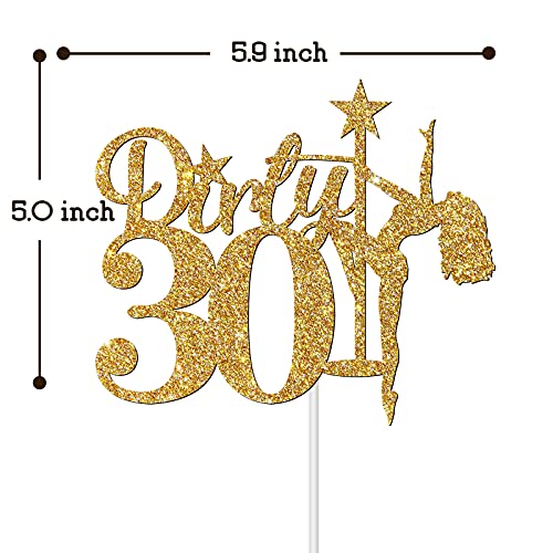 Glitter Golden Dirty 30 Cake Topper for Women Birthday, 30 & Fabulous, Dirty Thirty/Happy 30th Birthday Cake Decoration, Hello 30 Sign, Thirtieth Birthday/Anniversary Party Supplies