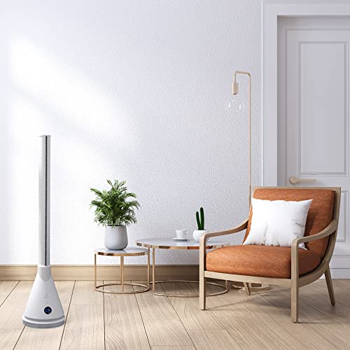 Westinghouse Electric Fan 40 Inches 2-in-1 Digital Bladeless With Heater - Crafted With 80° Oscillating Function, 1-9 Air Speed, 45° Tipping Automatic Power Off, Touch-Sensitive Control, 26W (White)