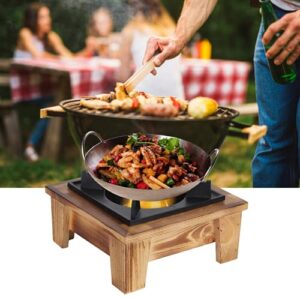 BBQ Alcohol Stove Wooden Shelf, Portable Barbecue Alcohol Stove, Mini Tabletop Wood Stove, Furnace Kitchenware Cooking Utensil for Outdoor Picnic