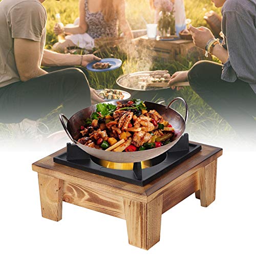 BBQ Alcohol Stove Wooden Shelf, Portable Barbecue Alcohol Stove, Mini Tabletop Wood Stove, Furnace Kitchenware Cooking Utensil for Outdoor Picnic