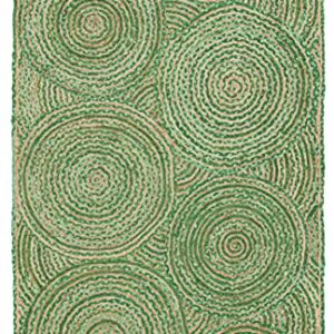 SAFAVIEH Cape Cod Collection 4' x 6' Green/Natural CAP203Y Handmade Boho Braided Circles Jute & Cotton Entryway Living Room Foyer Bedroom Accent Rug