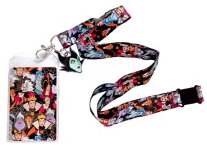 loungefly disney villains all over print lanyard with maleficent charm