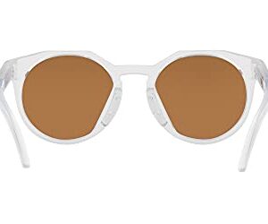 Oakley Men's OO9464A HSTN Low Bridge Fit Round Sunglasses, Matte Clear/Prizm Violet, 52 mm