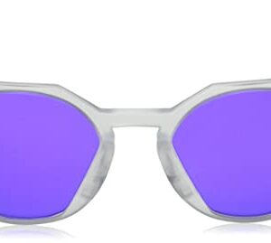 Oakley Men's OO9464A HSTN Low Bridge Fit Round Sunglasses, Matte Clear/Prizm Violet, 52 mm