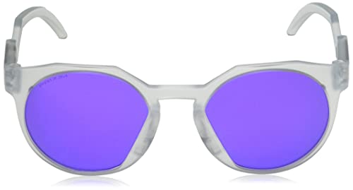 Oakley Men's OO9464A HSTN Low Bridge Fit Round Sunglasses, Matte Clear/Prizm Violet, 52 mm