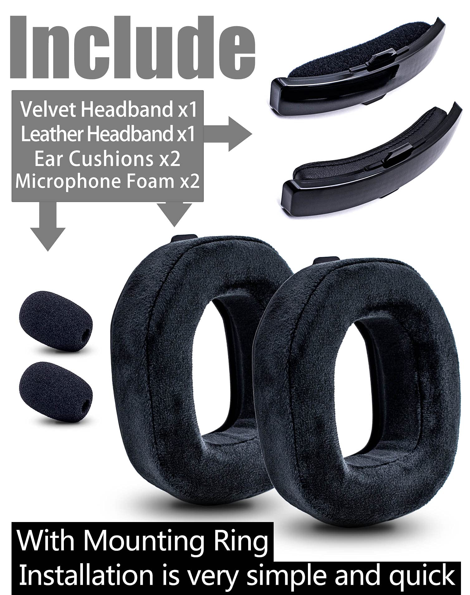 CCRE Velour Earpads Replacement for Astro A50 GEN4 Headset - Astro A50 Mod Kit - A50 Accessories/Ear Cushion/Ear Cups (Black)