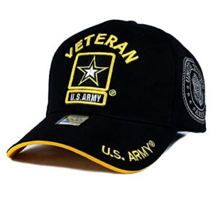 jm warriors us army veteran hat army military official licensed adjustable baseball cap (black), one size