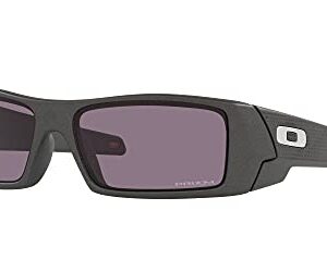 Oakley Men's OO9014 Gascan Rectangular Sunglasses, Steel/Prizm Grey, 60 mm