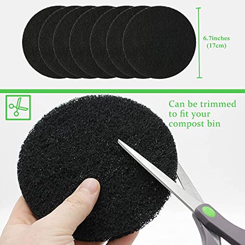 7 Pack Compost Bin Charcoal Filters Round Indoor Kitchen Compost Bucket Activated Charcoal Filters Replacements Sheets (6.7 Inch)