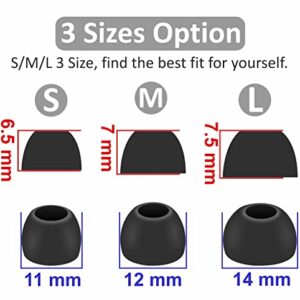 6 Pairs Replacement Silicone Ear Tips Compatible with Beats Studio Buds / Fit Pro, S/M/L 3 Size Earbuds Eartips Flexible Rubber Gel Cover Skin Accessories for Beat Studio Buds - Silicone Black