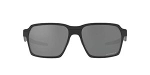 oakley men's oo4143 parlay rectangular sunglasses, matte black/prizm black polarized, 58 mm