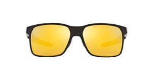 oakley men's oo9460 portal x rectangular sunglasses, polished black/prizm 24k polarized, 59 mm