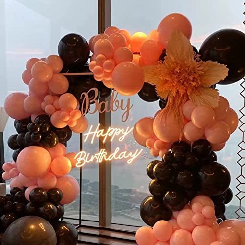 MOXMAY Pink Black Balloon Garland 138/PCS 18In 10In 5In Latex Balloons Arch Kit for Baby Shower Bridal Shower Birthday Party Decors (Pink Black)