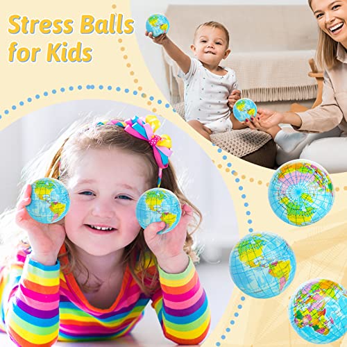 LovesTown 20 PCS Globe Squeeze Balls, 2.5 Inch Earth Stress Relief Balls Foam Squeeze Balls Educational Stress Balls for Finger Exercise School Carnival Reward Party Bag Gift