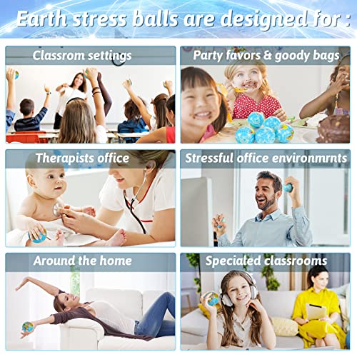 LovesTown 20 PCS Globe Squeeze Balls, 2.5 Inch Earth Stress Relief Balls Foam Squeeze Balls Educational Stress Balls for Finger Exercise School Carnival Reward Party Bag Gift