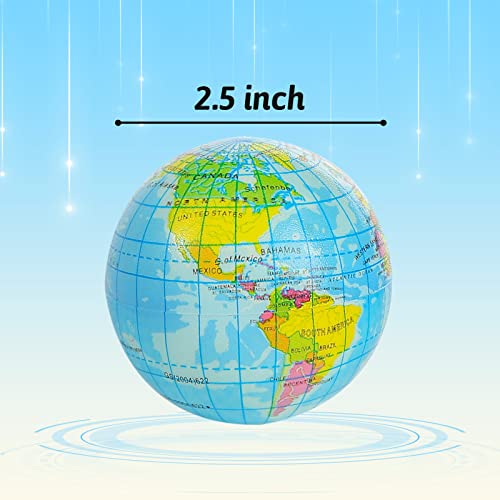 LovesTown 20 PCS Globe Squeeze Balls, 2.5 Inch Earth Stress Relief Balls Foam Squeeze Balls Educational Stress Balls for Finger Exercise School Carnival Reward Party Bag Gift