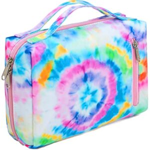 Bluboon Toiletry Bag Travel Makeup Bag Portable Cosmetic Bag Organizer for Women and Girls (Tie Dye Blue)