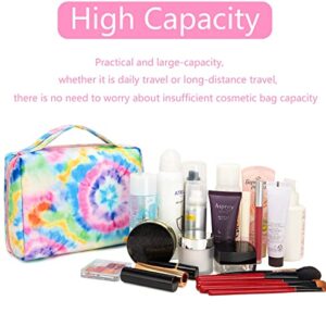 Bluboon Toiletry Bag Travel Makeup Bag Portable Cosmetic Bag Organizer for Women and Girls (Tie Dye Blue)