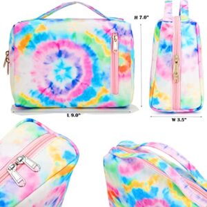 Bluboon Toiletry Bag Travel Makeup Bag Portable Cosmetic Bag Organizer for Women and Girls (Tie Dye Blue)