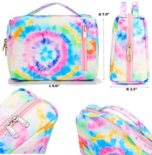 Bluboon Toiletry Bag Travel Makeup Bag Portable Cosmetic Bag Organizer for Women and Girls (Tie Dye Blue)