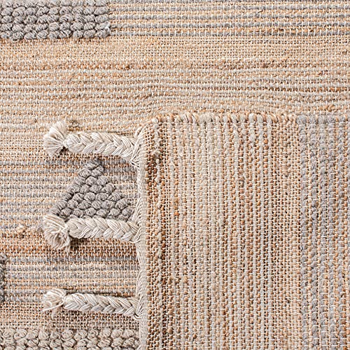 SAFAVIEH Natura Collection Accent Rug - 4' x 6', Natural & Beige, Flat Weave Boho Braided Tassel Jute & Wool Design, Ideal for High Traffic Areas in Entryway, Living Room, Bedroom (NAT278A)