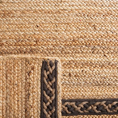 SAFAVIEH Natural Fiber Collection Accent Rug - 4' x 6', Natural & Brown, Handmade Stripe Boho Farmhouse Rustic Braided Jute, Ideal for High Traffic Areas in Entryway, Living Room, Bedroom (NFB262T)