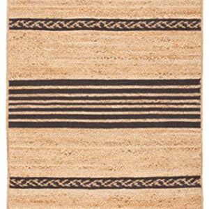 SAFAVIEH Natural Fiber Collection Accent Rug - 4' x 6', Natural & Brown, Handmade Stripe Boho Farmhouse Rustic Braided Jute, Ideal for High Traffic Areas in Entryway, Living Room, Bedroom (NFB262T)