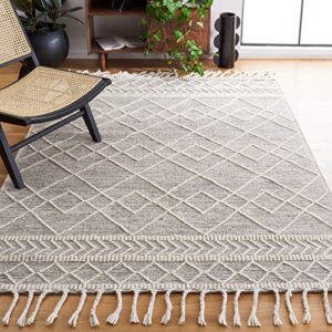 safavieh natura collection accent rug - 4' x 6', ivory & black, handmade moroccan boho braided tassel wool, ideal for high traffic areas in entryway, living room, bedroom (nat339a)