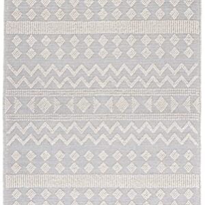 SAFAVIEH Natura Collection Accent Rug - 4' x 6', Ivory & Light Blue, Handmade Moroccan Boho Rustic Braided Tassel Wool, Ideal for High Traffic Areas in Entryway, Living Room, Bedroom (NAT342A)