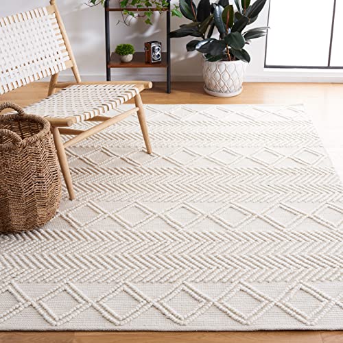 SAFAVIEH Natura Collection Accent Rug - 4' x 6', Ivory, Handmade Moroccan Boho Tribal Wool, Ideal for High Traffic Areas in Entryway, Living Room, Bedroom (NAT335A)