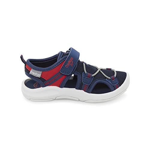 OshKosh B'Gosh Boy's Elipsis Sandal, Navy/Red, 8 Toddler