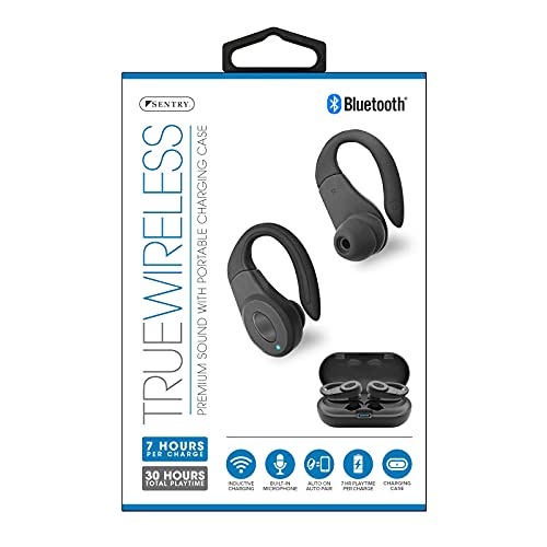 SENTRY BLWBT991 Earbuds True Wireless Hook with Charge CASE Black