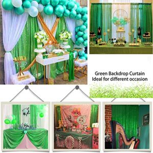 Christmas Backdrop 2 Panels 2ftx8ft Sequin Backdrop Curtain for Holiday Sparkly Emerald Green Curtain Green Sequin Backdrop Curtain