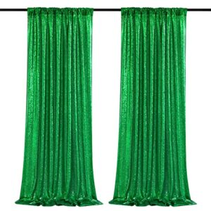 Christmas Backdrop 2 Panels 2ftx8ft Sequin Backdrop Curtain for Holiday Sparkly Emerald Green Curtain Green Sequin Backdrop Curtain