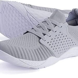 WHITIN Women's Low Zero Drop Shoes Minimalist Barefoot Trail Running Camping Size 7.5-8 Female Wide Toe Box Lightweight Cross Tennis Sneaker Grey 38