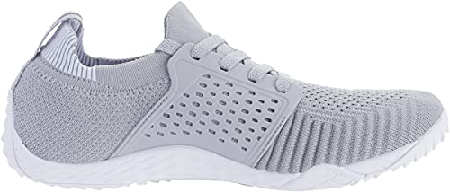 WHITIN Women's Low Zero Drop Shoes Minimalist Barefoot Trail Running Camping Size 7.5-8 Female Wide Toe Box Lightweight Cross Tennis Sneaker Grey 38