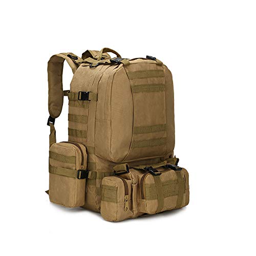 DTKJ 50L Tactical Backpack,Molle Backpack,4 in 1 Military Bag,Outdoor Sport Hiking Climbing Army Backpack Camping Bags,Khaki