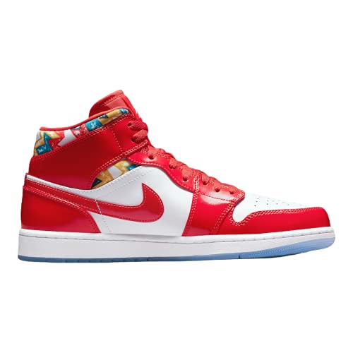 Jordan Youth AIR 1 MID SE GS DC7248 600 Barcelona Sweater Red Patent - Size 7Y