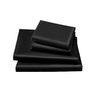 GOLAL Satin Sheets Full Size - 4 Pieces Luxury Silky Soft Bed Sheets, Wrinkle-Free Black Satin Silk Sheet Set with 1 Deep Pocket Fitted Sheet, 1 Flat Sheet, 2 Pillow Cases