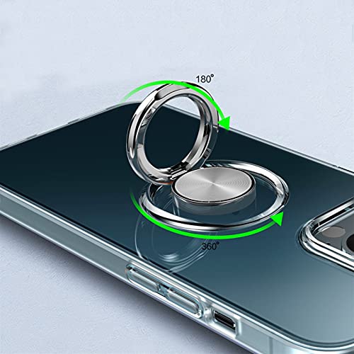 aowner Compatible with iPhone 13 Mini Case Crystal Clear Not Yellowing Military Grade Shockproof Ultra Slim Thin Fit with Ring Holder Kickstand Protective Phone Case Cover 5.4 inch 2021 (Clear)