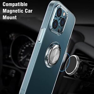 aowner Compatible with iPhone 13 Mini Case Crystal Clear Not Yellowing Military Grade Shockproof Ultra Slim Thin Fit with Ring Holder Kickstand Protective Phone Case Cover 5.4 inch 2021 (Clear)