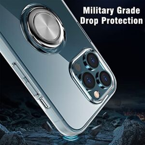 aowner Compatible with iPhone 13 Mini Case Crystal Clear Not Yellowing Military Grade Shockproof Ultra Slim Thin Fit with Ring Holder Kickstand Protective Phone Case Cover 5.4 inch 2021 (Clear)