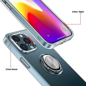 aowner Compatible with iPhone 13 Mini Case Crystal Clear Not Yellowing Military Grade Shockproof Ultra Slim Thin Fit with Ring Holder Kickstand Protective Phone Case Cover 5.4 inch 2021 (Clear)