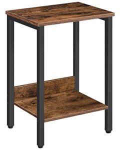 alloswell end table, side table with storage shelf, nightstand for small spaces, bedside table, for living room, bedroom, easy assembly, rustic brown ethr5001
